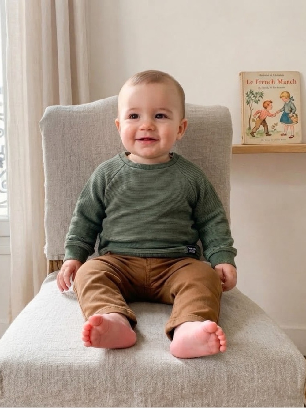 H&M Olive Green Textured Cotton 'The Future is Ours' Sweatshirt